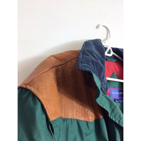 Vintage Gant Jacket Down Puffer Corduroy & Leather Trim Mens Large - Picture 8 of 9